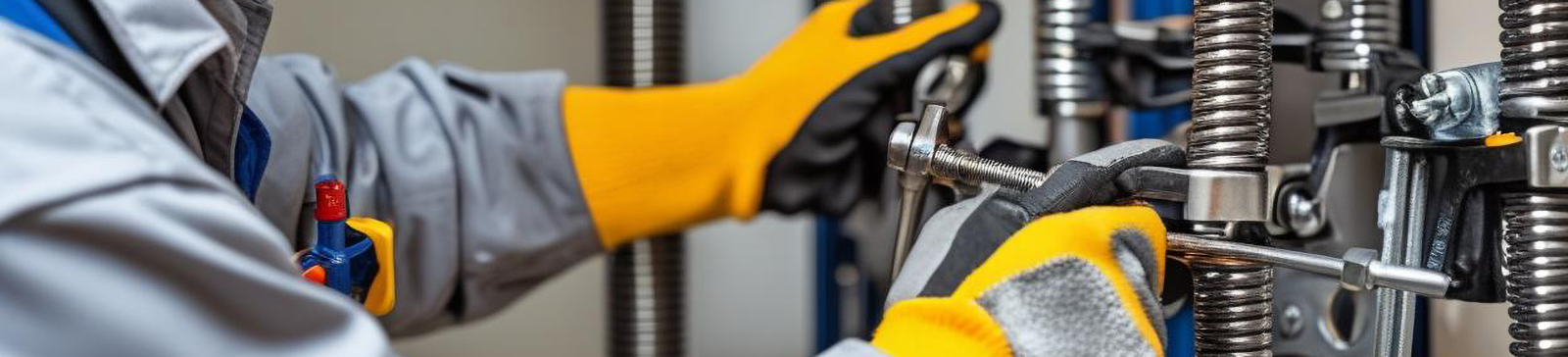 Professional technician installing a new torsion spring on a residential garage door in Saratoga Springs